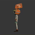 Cartoon Character Figure With Green Skin White Spacesuit Orange Helmet And Goggles
