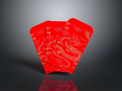 Traditional Chinese Red Envelopes With Golden Dragon Patterns For Lucky Money Gifts 3d model