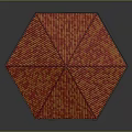 Detailed Octagonal Roof Structure With Red And Orange Tile Design