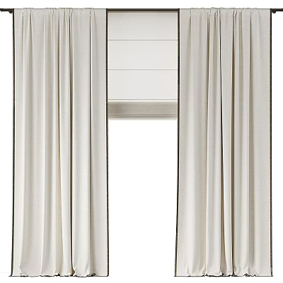 Beige Curtains With Soft Fabric And Elegant Window Panels For Home Decoration 3d model