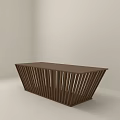 Elegant Brown Wooden Coffee Table Featuring Modern Vertical Slats Design 3d model