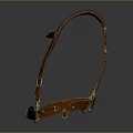 Brown Leather Horse Harness With Adjustable Straps Metal Rings And Decorative Buckles