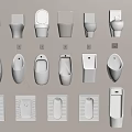 Various Modern White Urinal Styles for Contemporary Bathroom Spaces 3d model