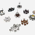 Assorted Dining Table Sets With Mixed Shape Tables And Coordinating Chairs