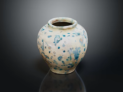 Ceramic Vase With White Base And Blue Green Spots Glazed Decorative Home Furniture 3d model