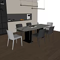 Dining Table and Chair Combination Sideboard 3d model