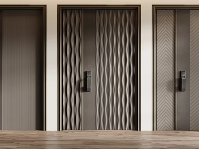 Modern Interior Security Doors With Smart Locks And Striped Patterns 3d model