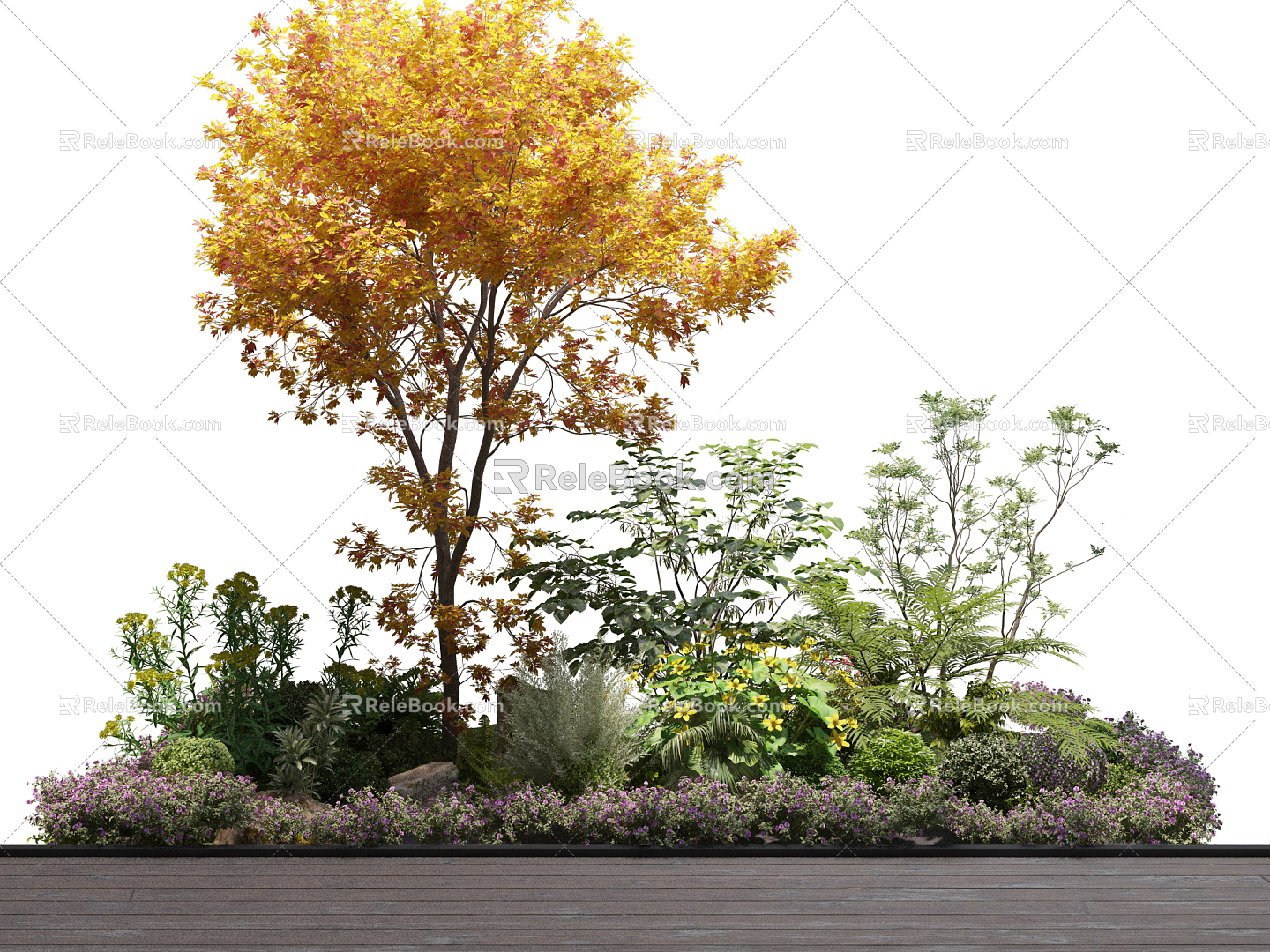 Modern Tree Plant Landscape Cluster 3d model