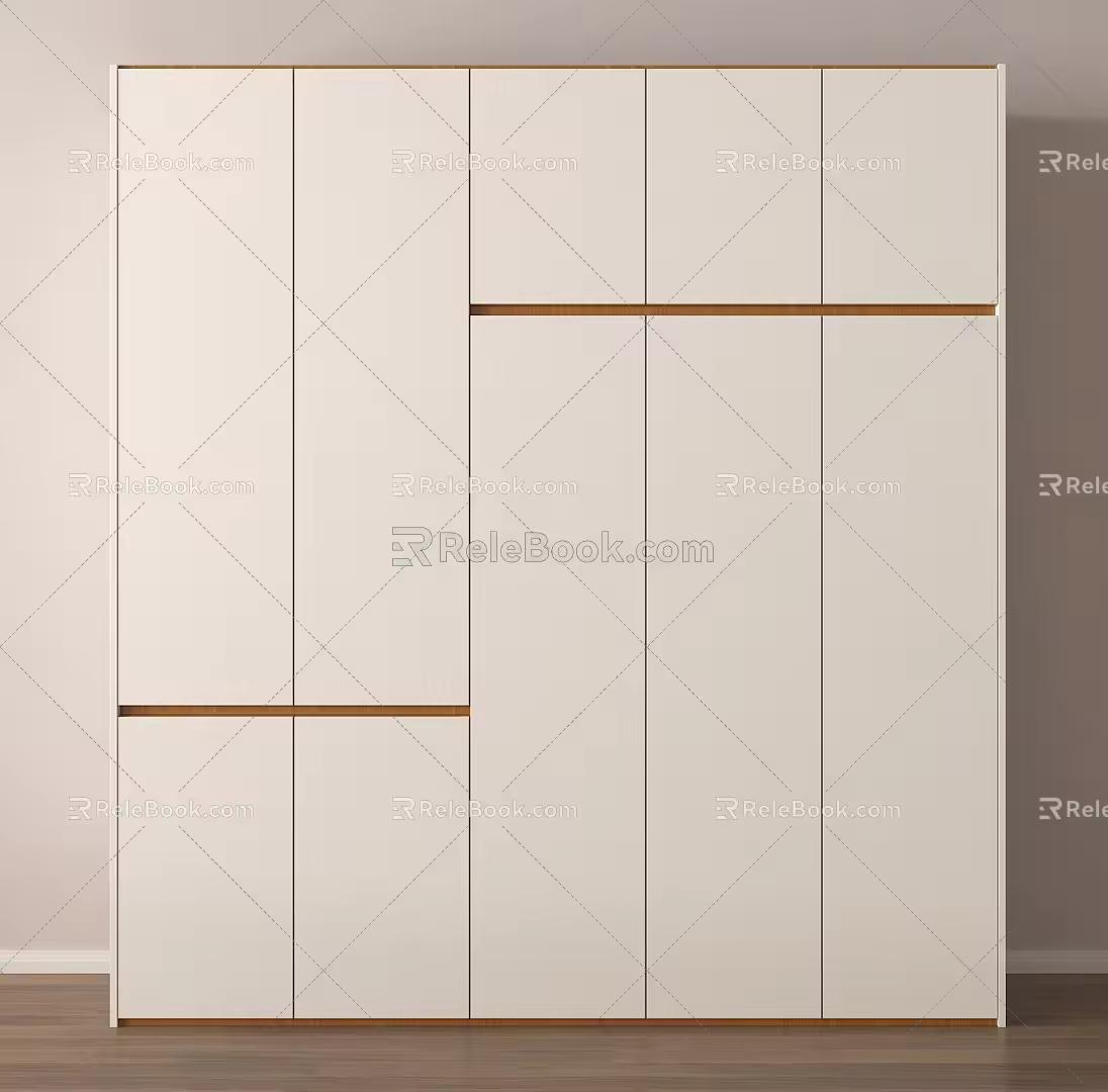 Modern Minimalist Wardrobe Flat Open Wardrobe 3d model