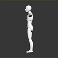 Game and Movie Silver Robot Character in Standing Pose with Arms Outstretched on Reflective Floor