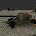 Military Artillery Weapon System With Camouflage Painted Gun Carriage And Mobile Vehicles