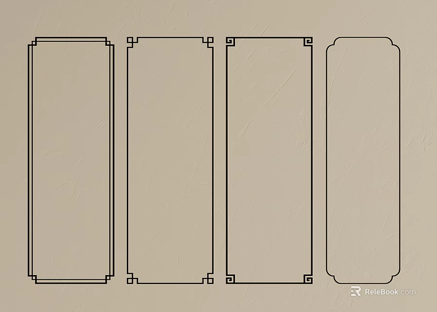 Line Border Designs With Decorative Corner Details And Simple Rounded Rectangle 3d model 