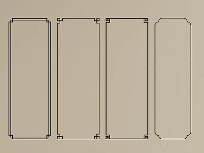Line Border Designs With Decorative Corner Details And Simple Rounded Rectangle 3d model