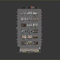 Multistory Residential Building With Gray Exterior Multiple Windows Balconies And Red Base