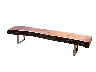 Natural Wooden Landscape Bench With Metal Legs And Smooth Surface Design 3d model