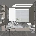 Minimalist Tatami Bedroom Interior With Tatami Bed Desk Chair Window Blinds And Rug