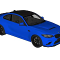 Blue BMW Two Door Sports Car With Black Roof And Sporty Front Design