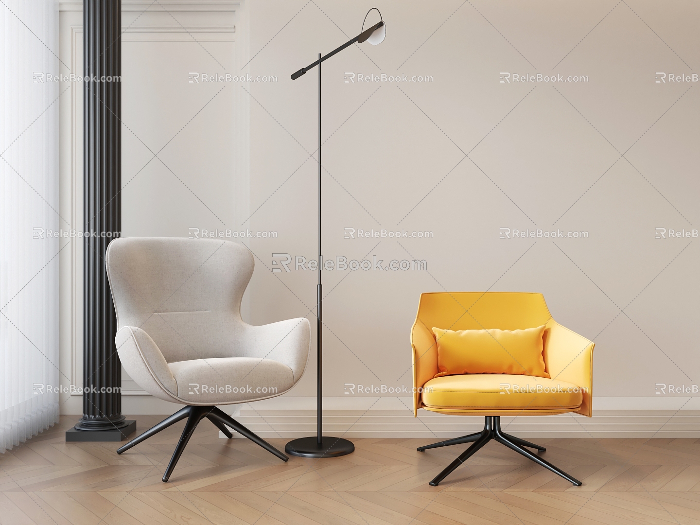 Leisure Chair Single Chair Single Sofa Floor Lamp 3d model