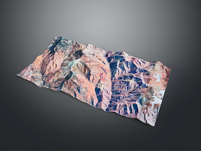 Colorful 3D Terrain Landscape With Mountain Ranges Canyons And Snowy Areas 3d model