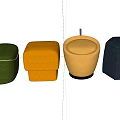 Colorful Velvet Stools in Yellow Navy Blue Green Round Modern Design