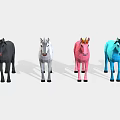Colorful Polygonal Unicorns In Various Hues Standing In A Line