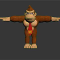3D Model of Red Gorilla With Red DK Tie And Outstretched Arms