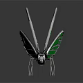 Green Transparent Winged Butterfly With Metallic Silver Body And Reflection On Dark Background