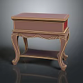 Wooden Nightstand With Golden Accents Drawer And Elegant Curved Legs Design