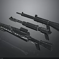Modern Rifles Weapon 3D Model Design With Structural Details And Components