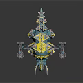 Armored Mechanical Dinosaur With Blue Yellow Color And Tech Inspired Design