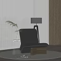 Modern Black Leather Leisure Chair With Side Table Green Plant And Magazine On Rug