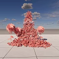 Pink Flower Tower Photo Check In Spot With Paper Flowers And Blue Sky