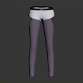 Slim Fit Purple Leggings with White Waistband and Black Belt Design