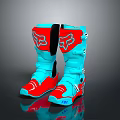 Blue And Red Protective Motorcycle Boots With Fox Logo And FLY Brand Design