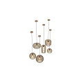 Modern Stylish Pendant Lights With Amber Glass In Various Shapes Hanging Design