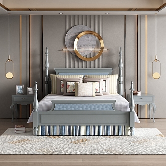 European-style Light Luxury Bedroom Double Bed 3d model