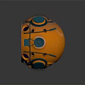 Futuristic Aircraft Mechanical Sphere Featuring Orange Blue Glowing Technical Design Elements 3d model