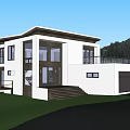 Modern Detached Villa with Mountain View Swimming Pool Wooden Deck and Lounge Chairs