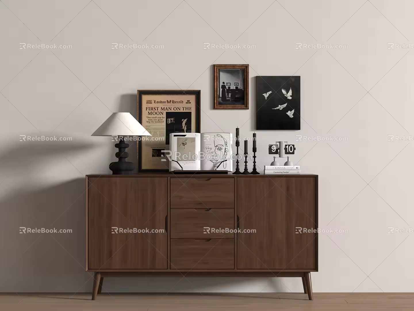 Modern Middle Style Side Cabinet 3d model