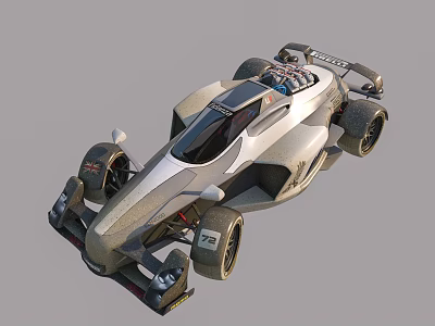 Futuristic Racing Car With Aerodynamic Design Open Cockpit And Large Wheels 3d model