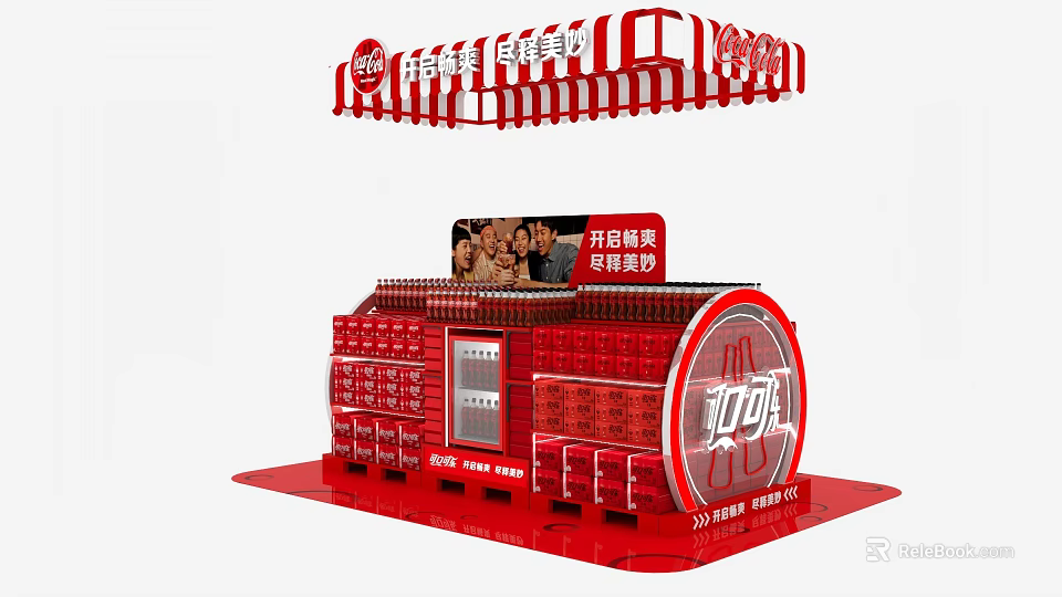 Coca Cola Red Commercial Display Equipment for Promotional Beverage Retail with Can Racks 3d model 