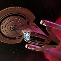 Detailed Star Trek Spaceship Model With Disc Shaped Design And White Blue Color