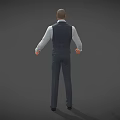 Modern Man Glyph Wearing Overalls Businessman Game Asset 3d model