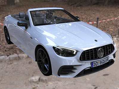 White Convertible Car With Sporty Design Black Wheels And Mercedes AMG Front Styling 3d model