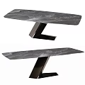 Modern Minimalist Dining Table With Marble Tabletop And Z Shaped Metal Base 3d model