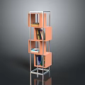 Modern Bookcase With Metal Frame And Wooden Shelves For Storing Books