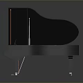 Black Grand Piano Furniture With Open Lid Red Interior And White Support Legs
