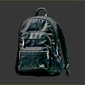 Stylish Teal Shiny Backpack With Zipper Pockets And Brand Logo Design Detail
