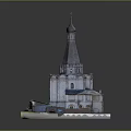 Ancient Russian Style Church Building With Stone Structure Spires Domes And Bell Tower