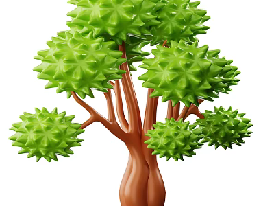 Lush Green Arbor Tree With Brown Trunk Multiple Branches And Dense Foliage 3d model